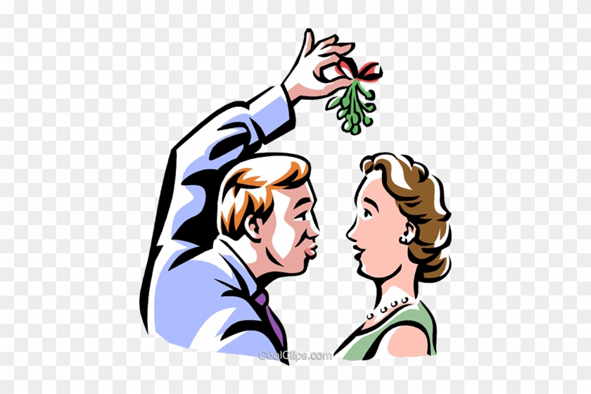 Looking For A Kiss Under The Mistletoe Royalty Free - Kissing Under Mistletoe Clipart #1065167