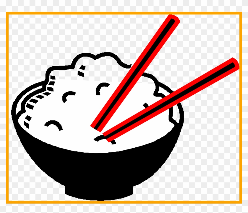 Stunning Rice Bowl Chopsticks Asian Food Tattoos Pics - Food Clipart Black And White #1065589