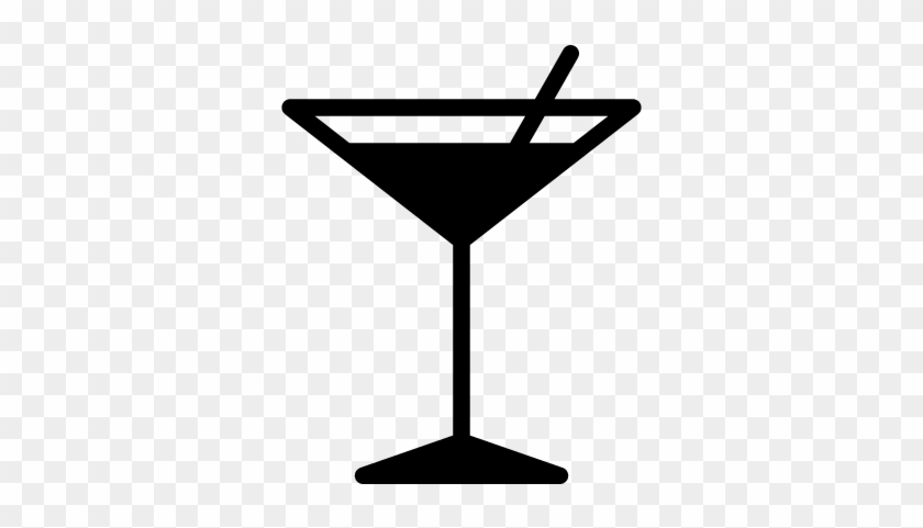 Martini Glass With Straw Vector - Wine And Spirits Icon #1065604