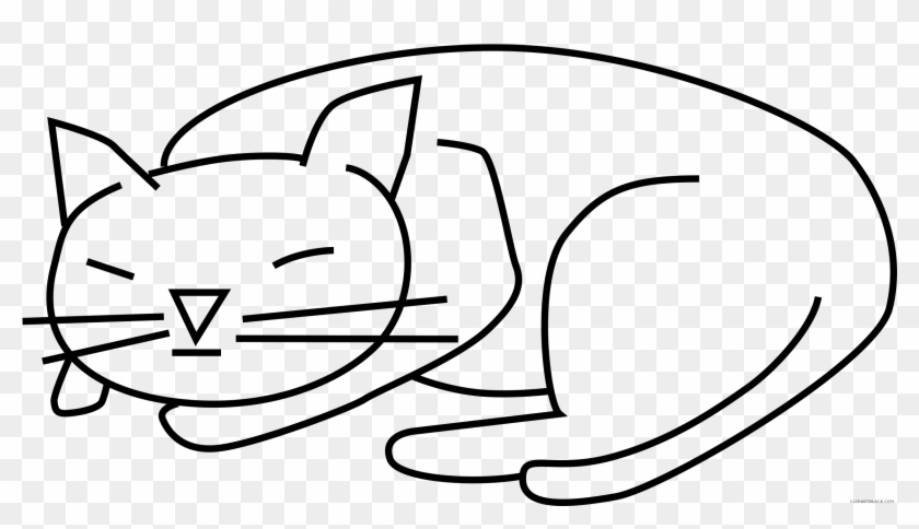 Cat Sleeping Animal Free Black White Clipart Images - Cat Clip Art #1066302