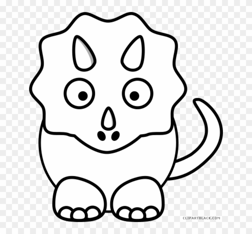 Triceratops Animal Free Black White Clipart Images - Dinosaur Face Coloring Page #1066305