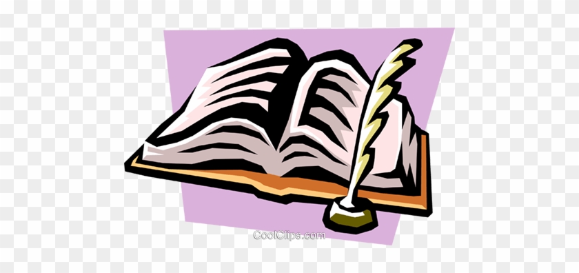 Book With Quill Pen Royalty Free Vector Clip Art Illustration - Guest Book #1066348