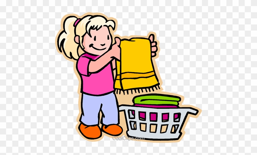 Girl Doing Laundry Royalty Free Vector Clip Art Illustration - Laundry Clip Art #1066477