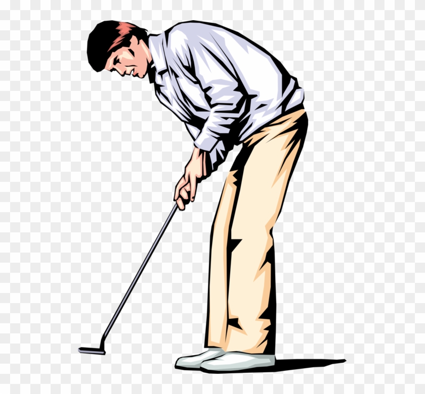 Vector Illustration Of Sport Of Golf Golfer Lines Up - Pitch And Putt #1067505
