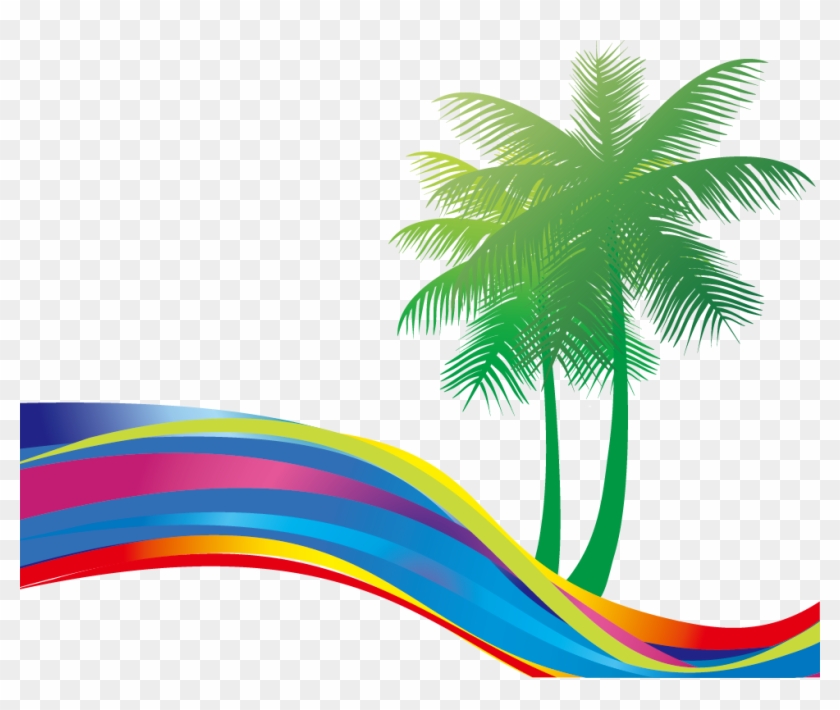 Great Fresh Coconut Colorful Colorful Curve - Summer Design #1067854