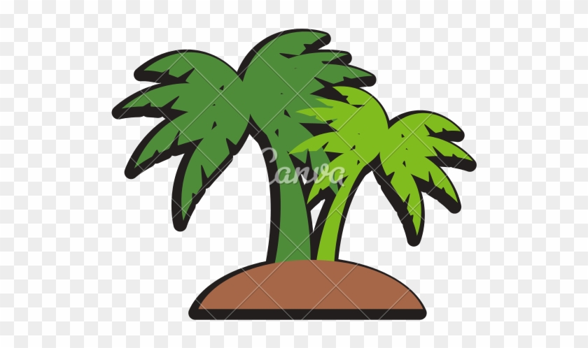 Pin Clipart Palm Trees Beach - Illustration #1067866