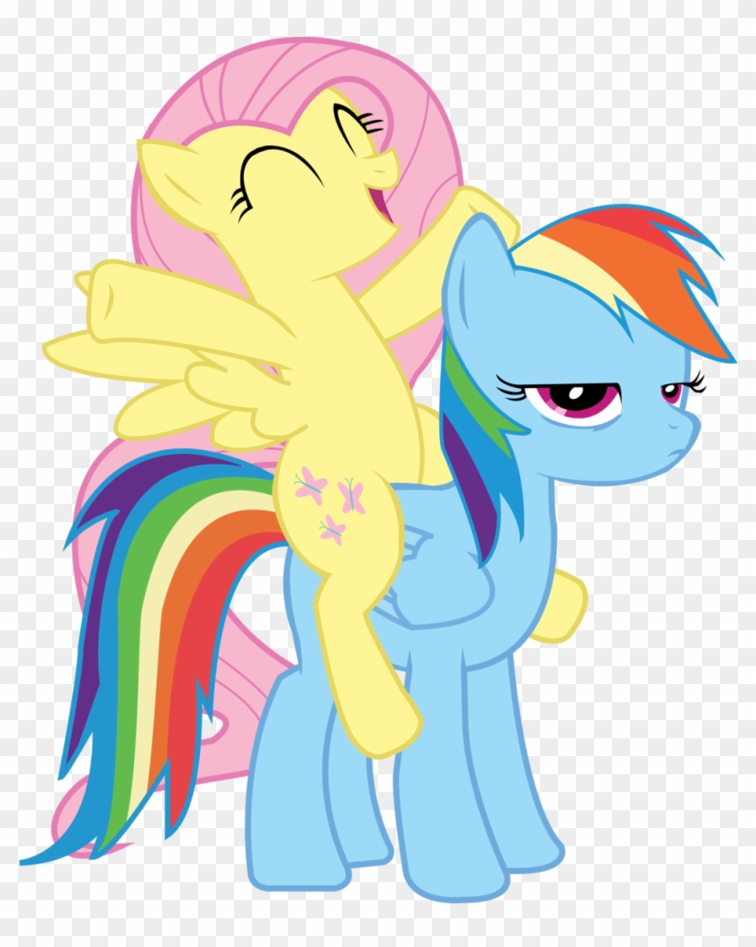 Ponies Riding Ponies Vector By Tiredbrony Ponies Riding - Fluttershy Rides Rainbow Dash #1067917