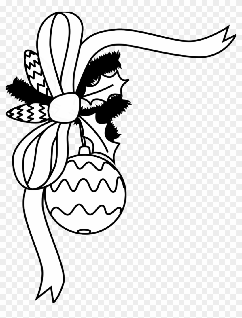 Clip Art Black And White - Christmas Decoration Black And White #1068252