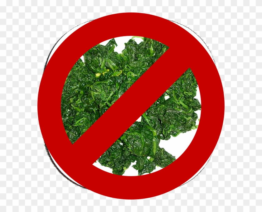 A Boiled Spinach Below A Prohibit Sign - Spinach #1068282