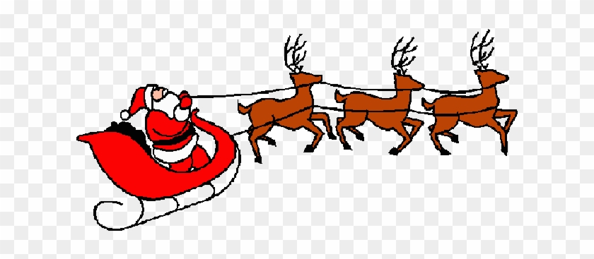 Free Reindeer Clip Art Image - Santa On Sleigh Clipart #1068628
