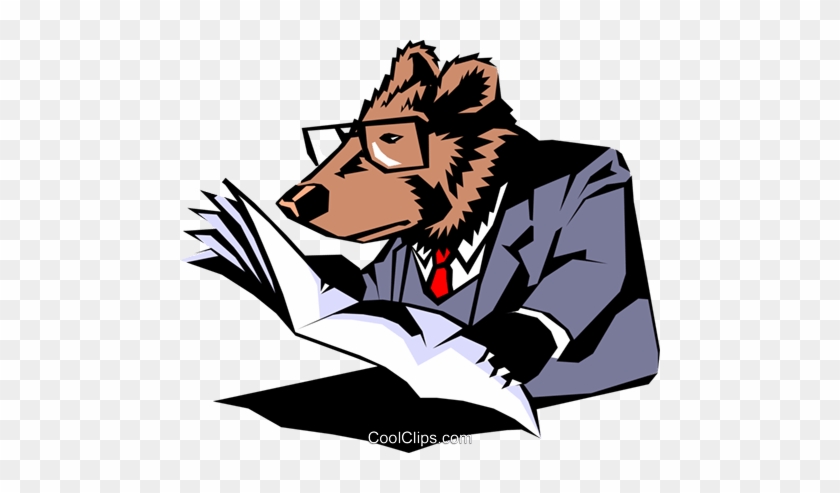 De Dibujos Animados Oso Libres De Derechos Ilustraciones - Bear Reading Newspaper #1068659