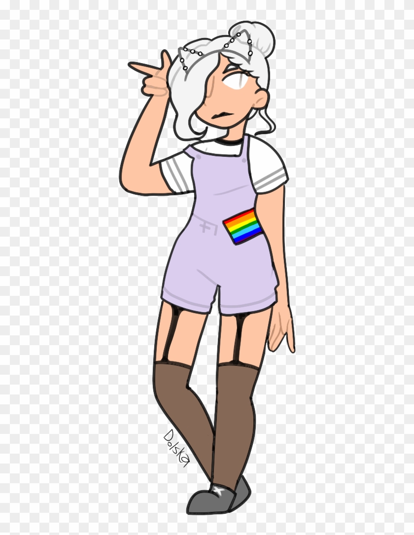 White Hair Lgbt Girl Lgbt Flag Cute Girl Cat Ears Shedolska - Standing #1068822