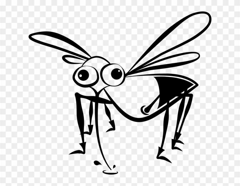 Cartoon Black White Mosquito #1068971