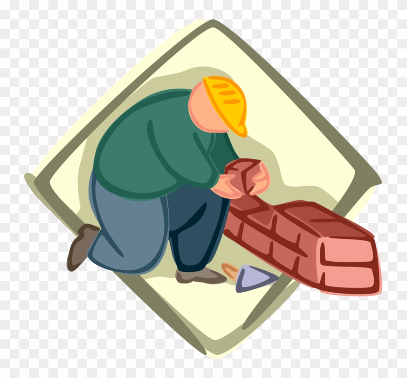 Vector Illustration Of Mason Bricklayer Construction - Construction #1069193