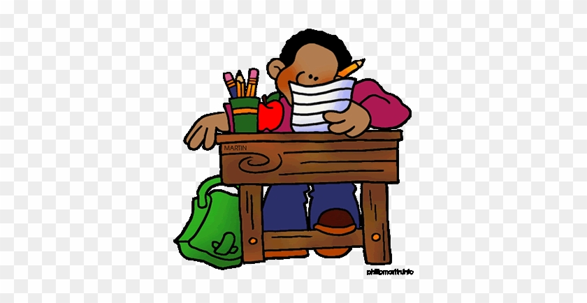 Good Student Sitting At Desk Clipart Displaying Gallery - School Desk Clip Art #1069236