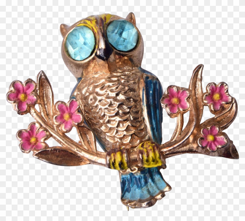 1948 Coro Book Piece Owl Brooch - Figurine #1069326