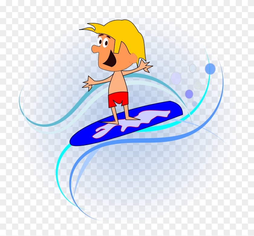 Comic Character Surfer Vector Graphics - Gambar Kartun Surfing Png #1069443