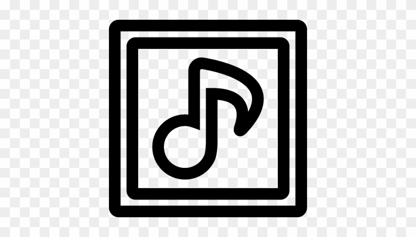 Musical Note Outline Symbol Inside Two Squares Vector - Residential Icon #1069478