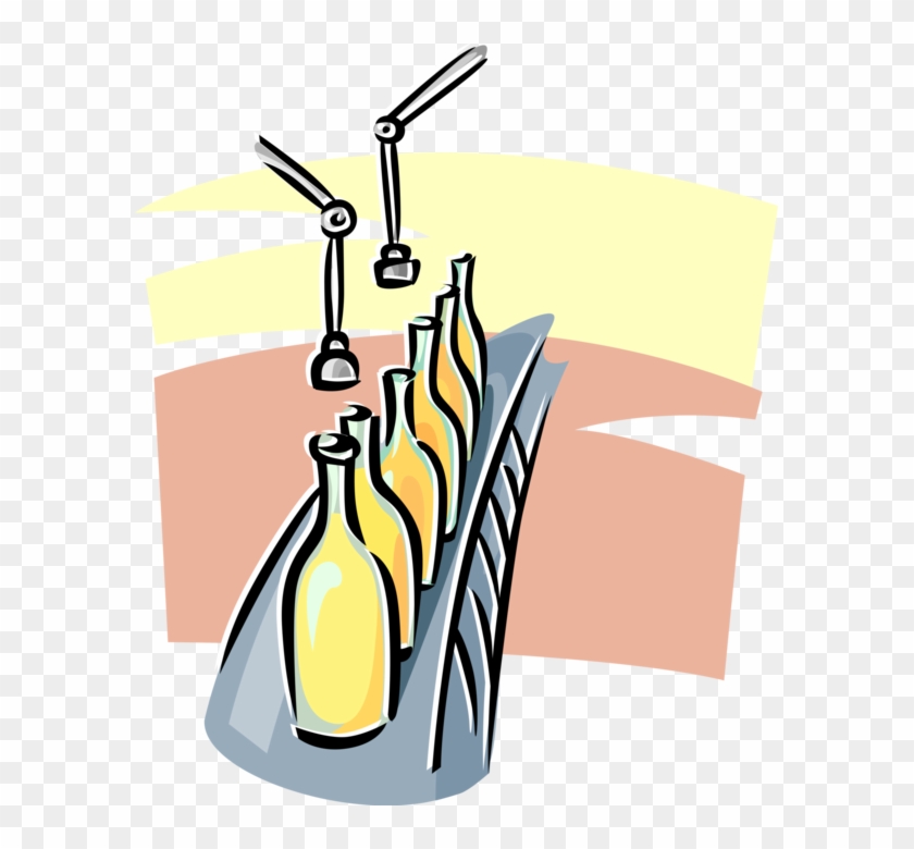 Assembly Line Bottles Receive Product Vector Image - Assembly Line #1069613