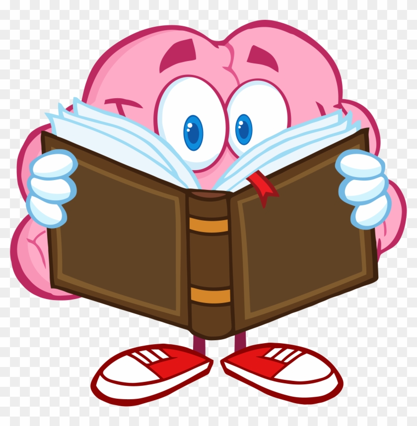 Brain Cartoon Character For Kids - Brain Reading A Book #1069716