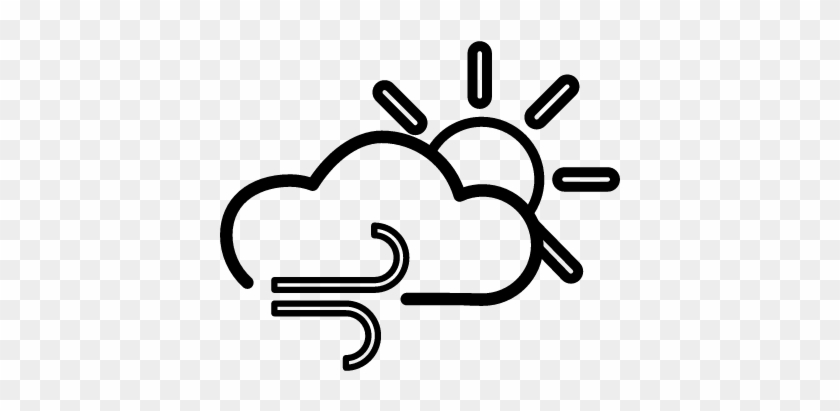 Cloudy Windy Day Outline Weather Interface Vector - Weather Outline #1070665