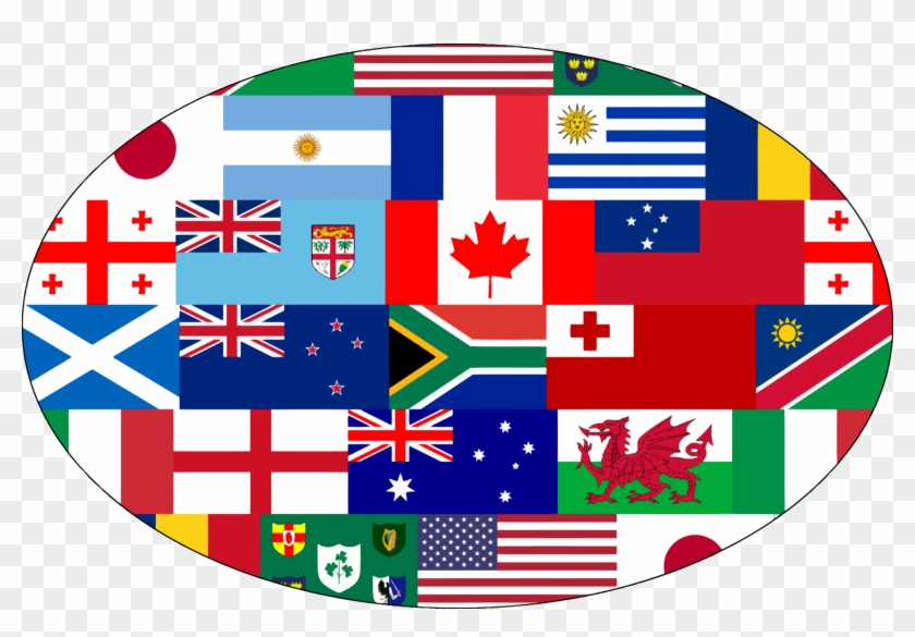 Handsome World Cup Clip Art Medium Size - World Flags Rugby Balls #1070737