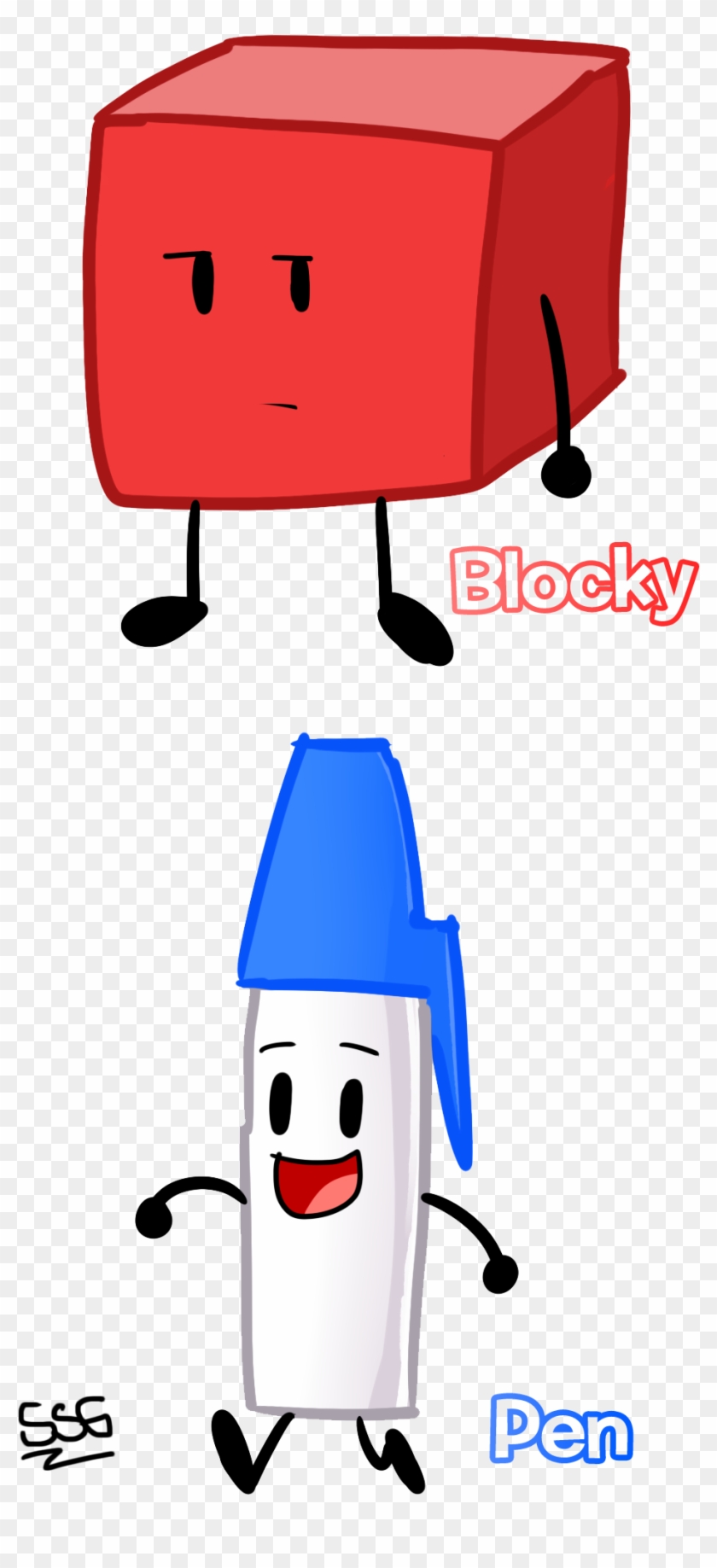 Blocky And Pen By Sweetstarrygalaxies - Bfdi Blocky And Pen #1070821