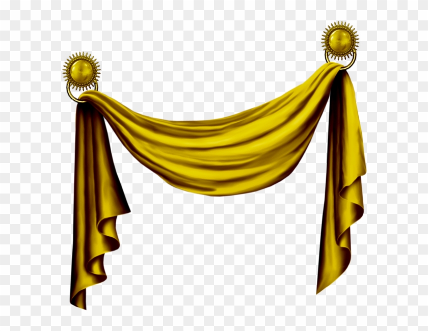 Golden Curtains - Clipart Orange Curtains Transparent Png #1070969