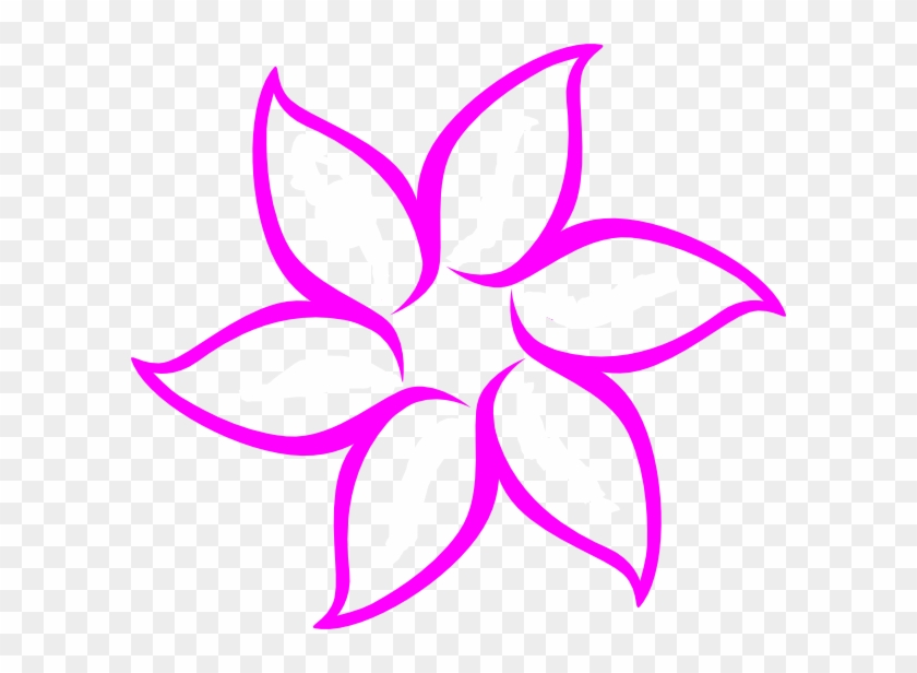 Pink Flower Outline Clip Art At Clker - Black And White Flower Design #1071148