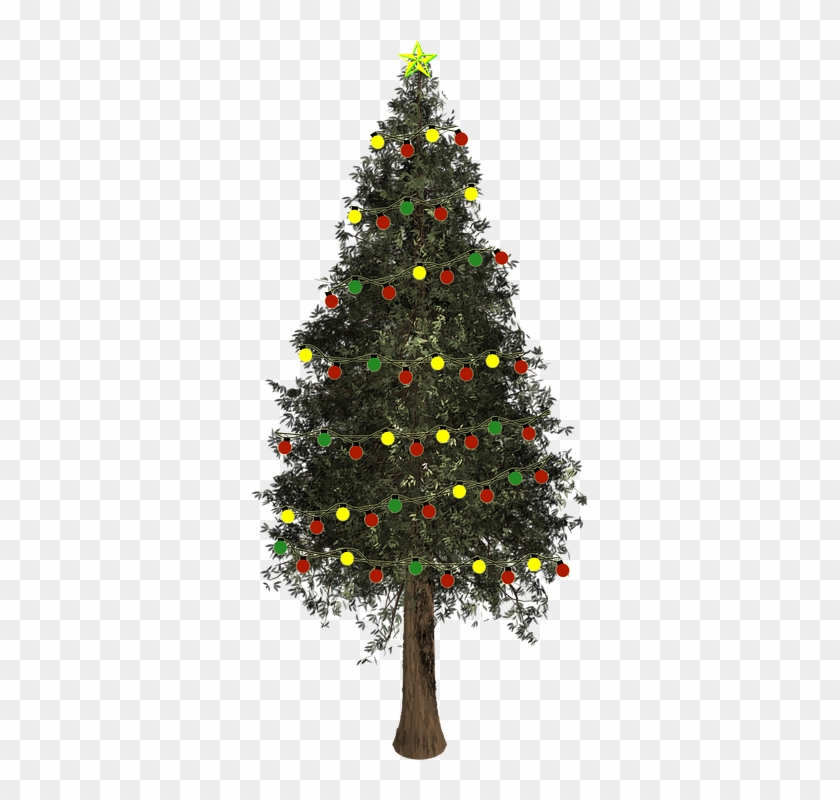 Christmas Tree Illustration 12, - Albero Natale Luci Png #1071249