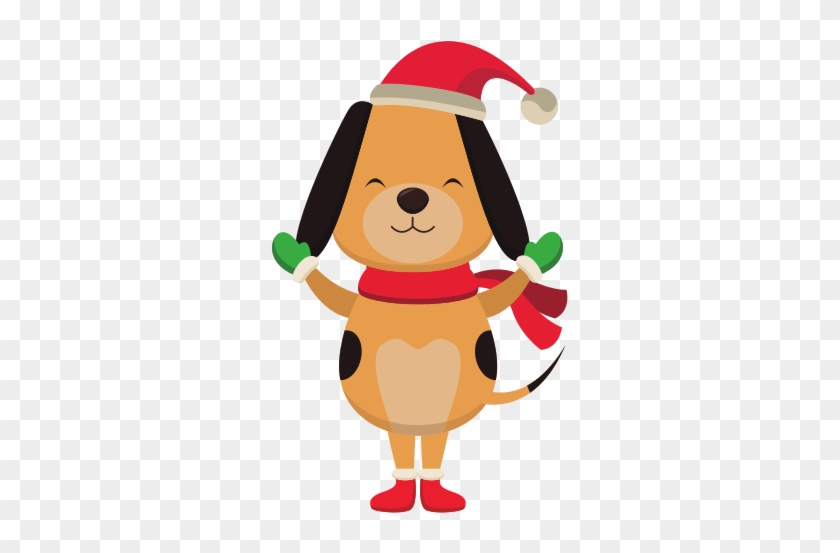 Christmas Cute Dog Cartoon Vector Icon Illustration - Tambourine #1071356