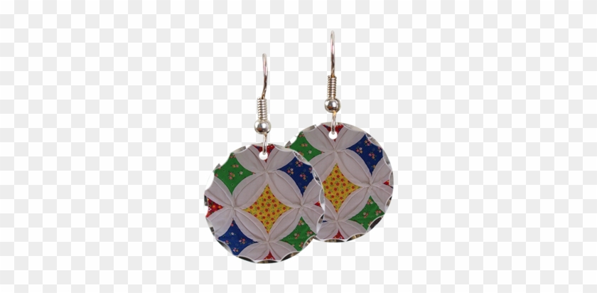 Vintage Quilt Pattern Earring - Vintage Quilt Pattern Round Ornament #1071396