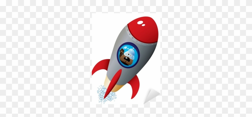 Cartoon Dog Astronaut In Old Style Spaceship Sticker - Cartoon Spaceship #1071760