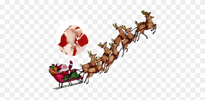 Santa Sleigh And Reindeer Animated Clipart - Animated Santa And Reindeer #1072010