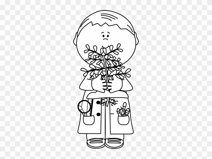Black And White Boy Scientist With A Plant - Journal Science For Plant #1072172