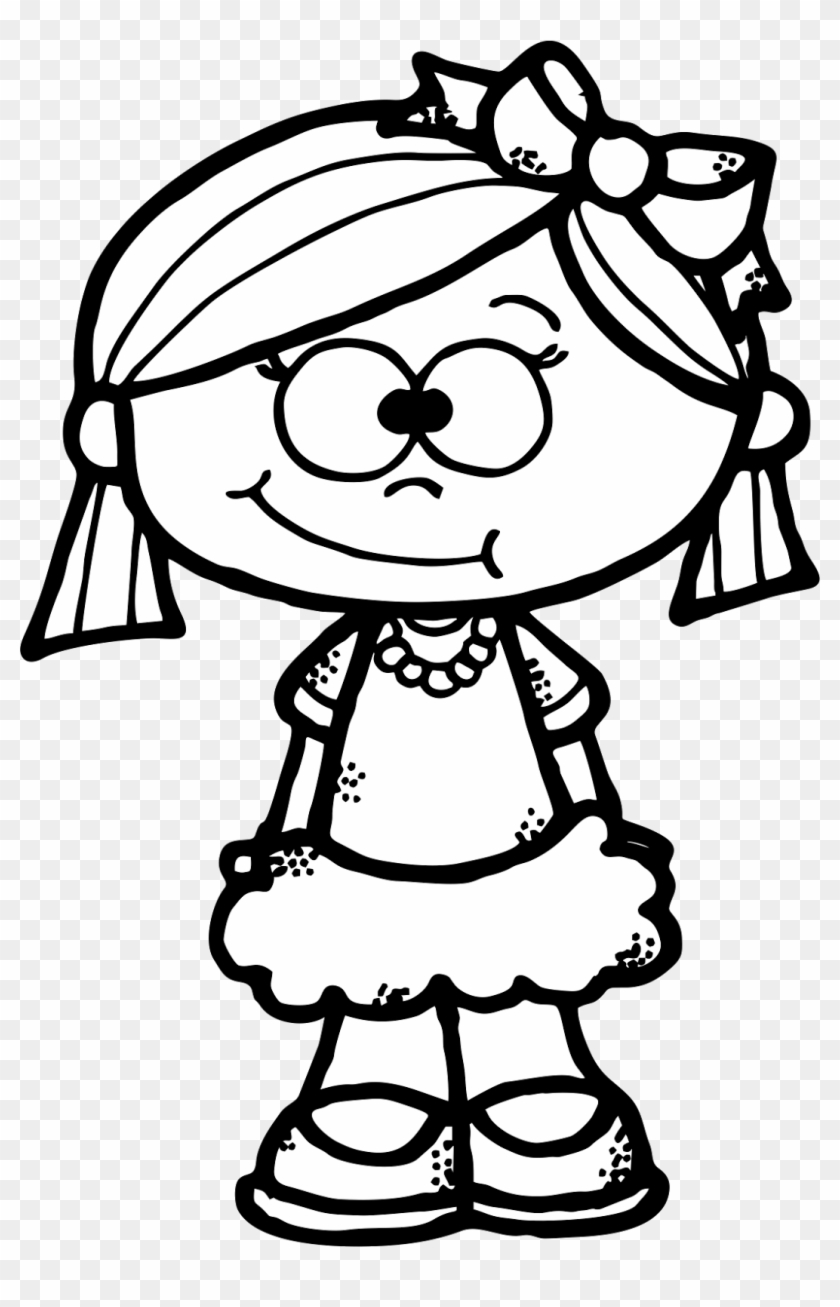 Cute Girl Clipart Freebie - Girl Black And White Clip Art #1072173