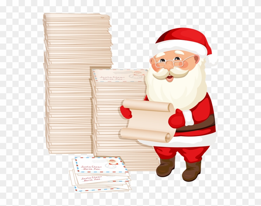 Santa Claus With Letters Png Clipart Image - Santa Claus Clipart Letter #1072180