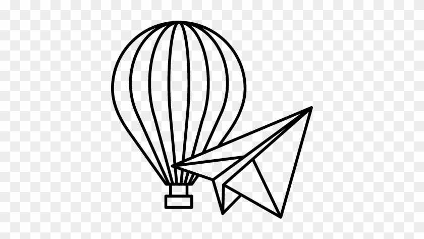 Hot Air Balloon And Paper Airplane Vector - Hot Air Balloon #1072534
