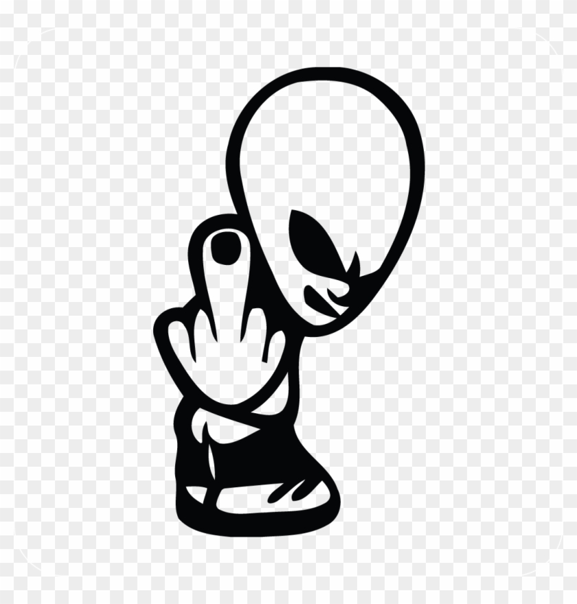 Alien Middle Finger Up Decal - Middle Finger Black And White #1072628