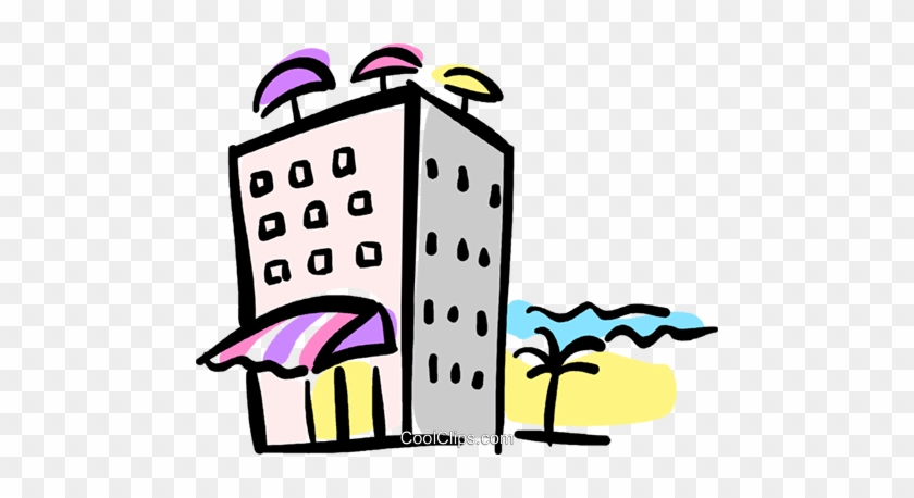 Hotel En La Playa Libres De Derechos Ilustraciones - Hotel Clipart #1072697