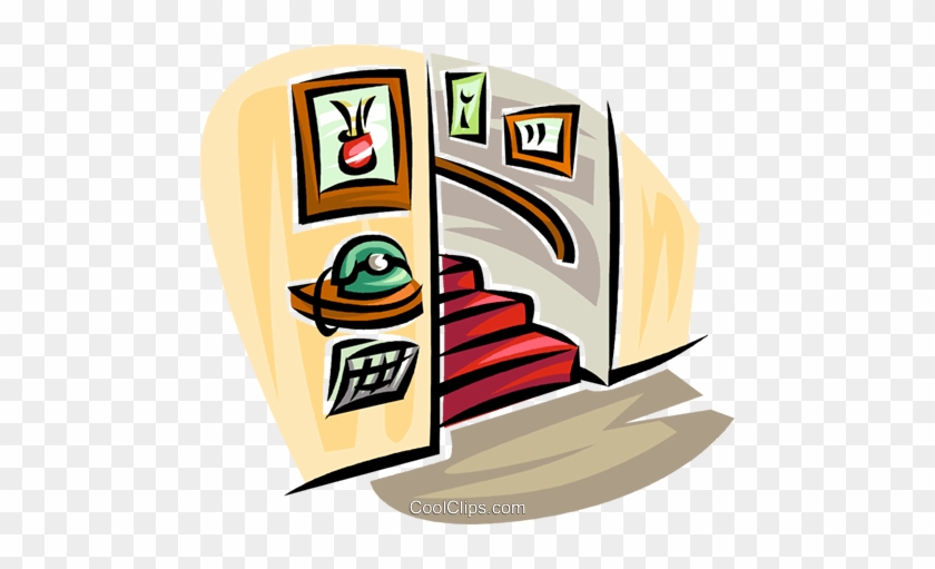 Telephone In A Hall With Stairs Royalty Free Vector - Hall Clipart #1072968