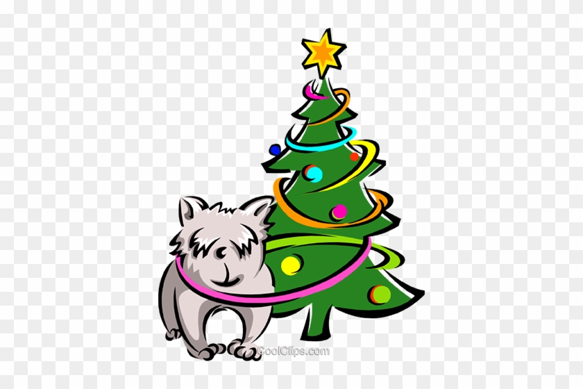 Dog And Christmas Tree Royalty Free Vector Clip Art - Dog And Christmas Tree Royalty Free Vector Clip Art #1073054