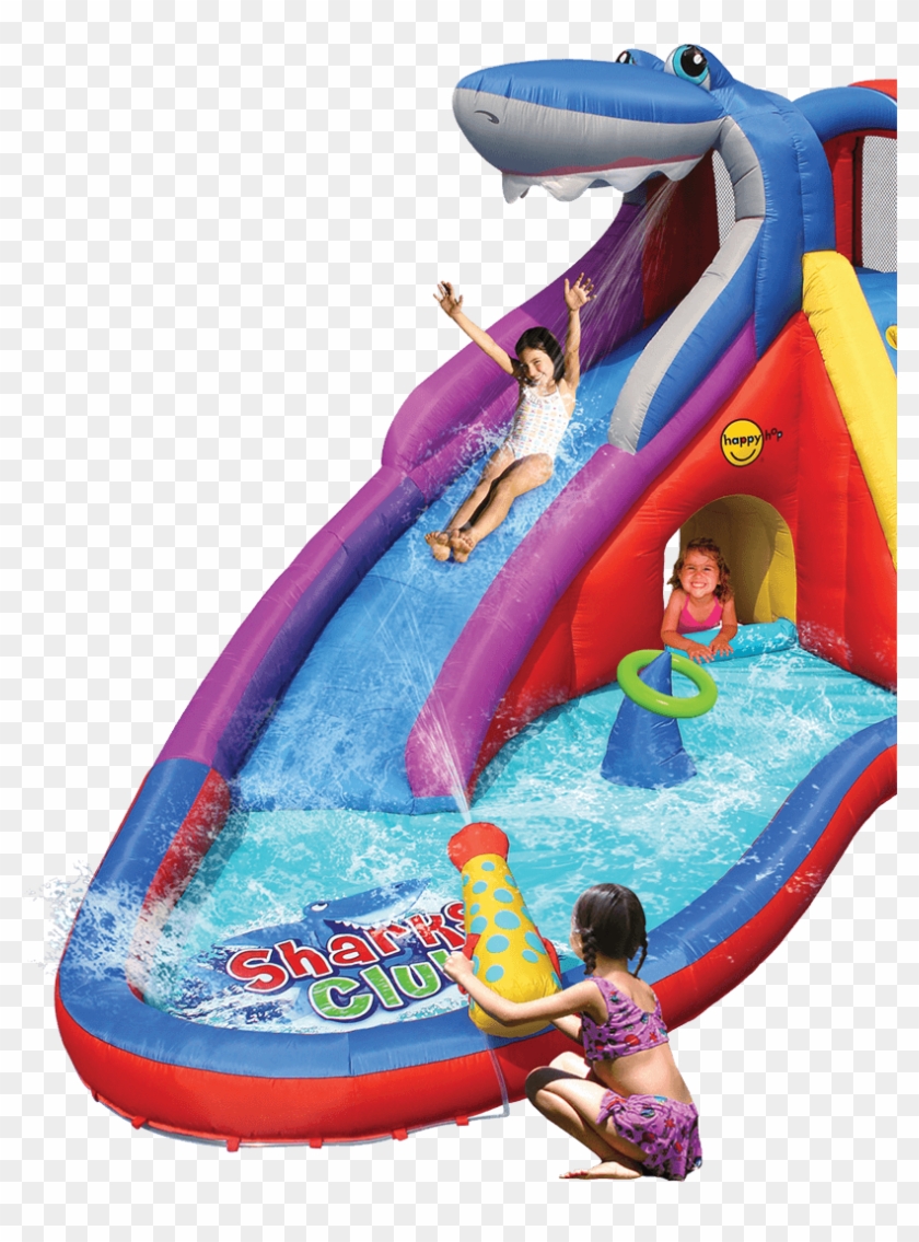 Looking For Inflatable Toys We Are One Of The Best - Happy Hop Water Slide Bouncy Castle - Sharks Club Inflatable #1073213