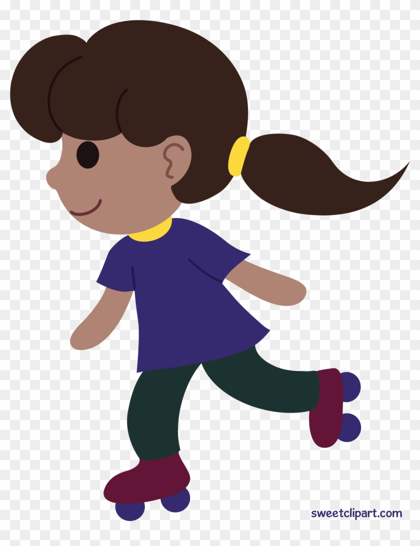 Roller Skating Clipart - Clip Art Girl Roller Skating #1073235