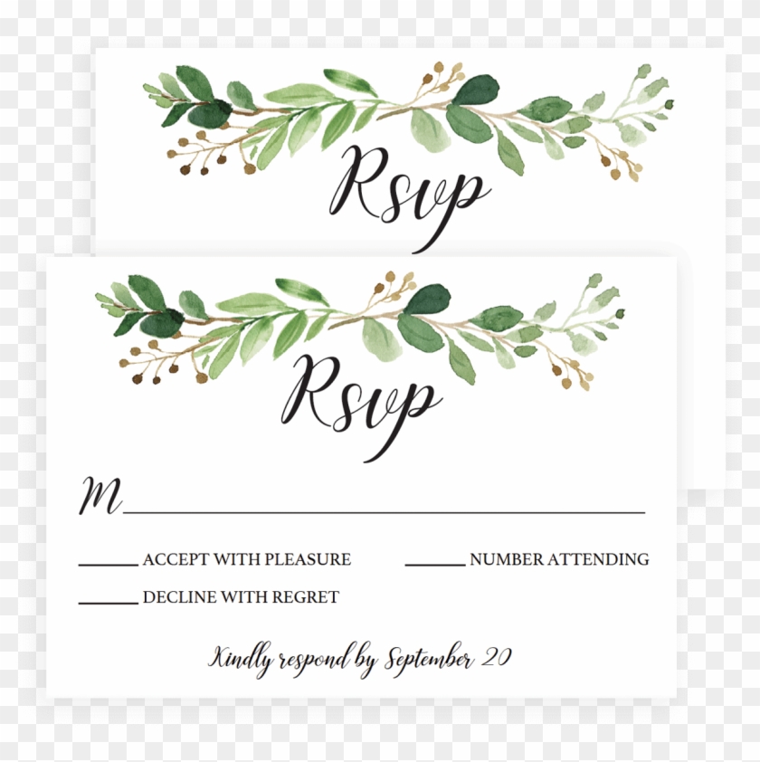 Free Printable Rsvp Wedding Cards - Grünes Blumenbrautparty Danken Ihnen Mitteilungskarte #1073250