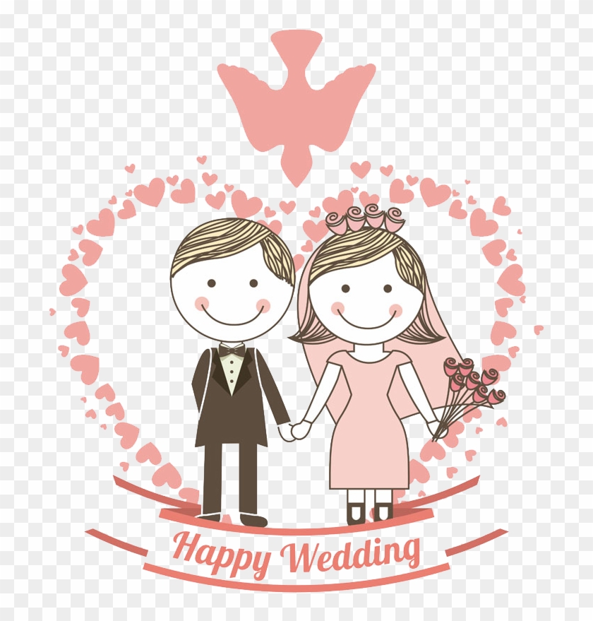 Wedding Invitation Illustration - Just Married 40mm Key Ring #1073252