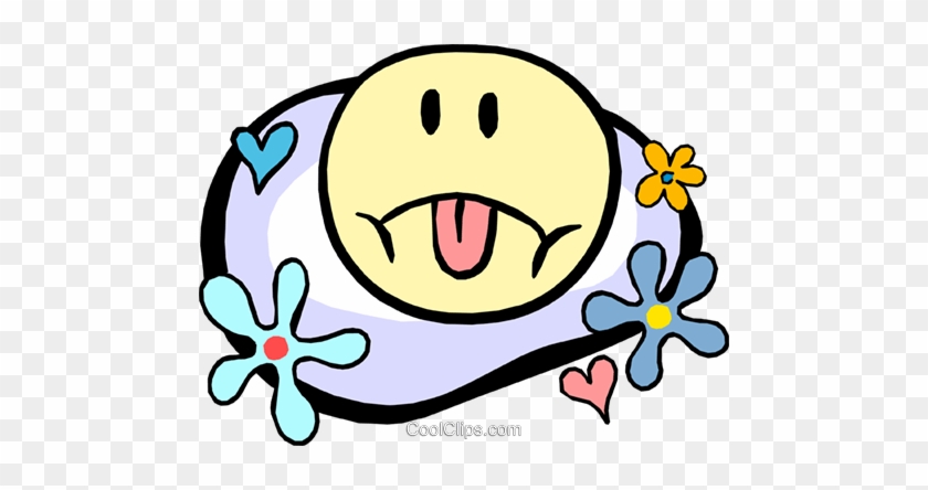 Sad Face In Flower Power Motif Royalty Free Vector - Smiley Face Clip Art #1073464