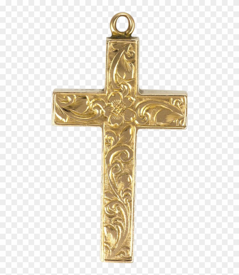 Victorian 9k Gold Engraved Cross - Cross #1073539