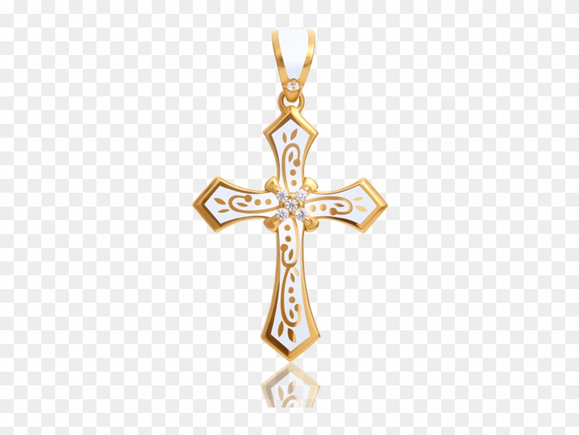 Woman's Cross “born To Be Happy” - Pingente Crucifixo Ouro 18k E Esmeralda #1073621