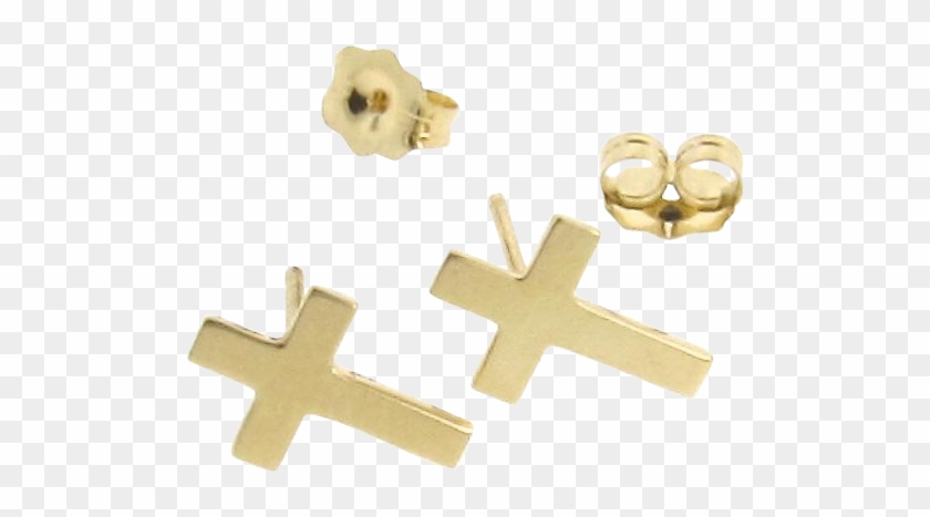 41 Cross Earrings Studs, Swarovski Rose Gold Side Cross - Gold Cross Earring Studs, Tiny Cross Stud Earrings #1073649